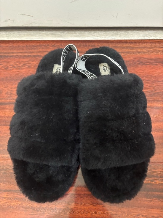 UGG Shoes - UGG Black Fluff Slide Shearling Slippers - Women
